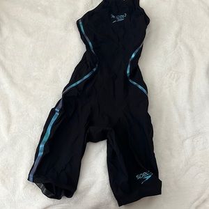 SPEEDO Fastskin LZR Racer X Open Back Tech Suit Womens 24 Black Swimsuit